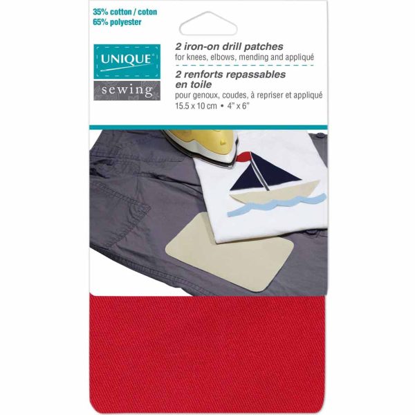 UNIQUE SEWING Drill Patch Red - 10 x 15cm (4  x 6 ) - 2pcs Online Sale