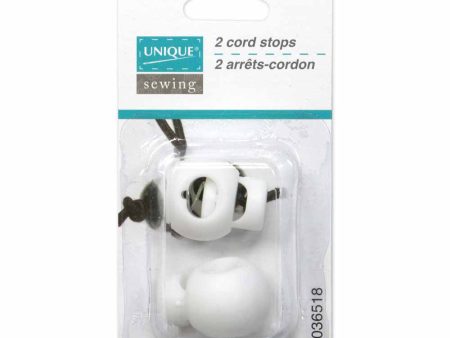 UNIQUE SEWING Cord Stops - White - 2 pcs Online Hot Sale