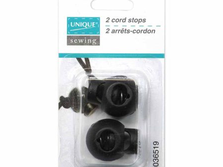 UNIQUE SEWING Cord Stops - Black - 2 pcs For Discount