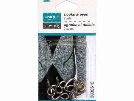 UNIQUE SEWING Hooks & Eyes Silver - 9mm (⅜ ) - 2 sets Discount