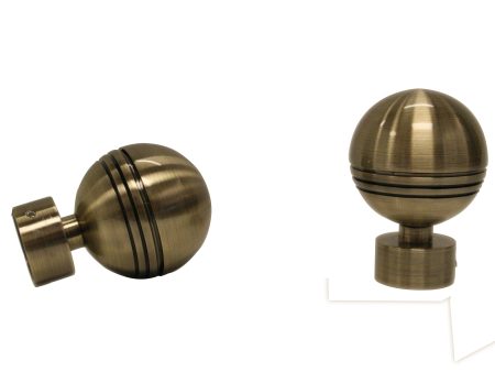 ANTIQUE BRASS RIDGED BALL FINIAL - for a 1   (28mm) diameter rod For Discount