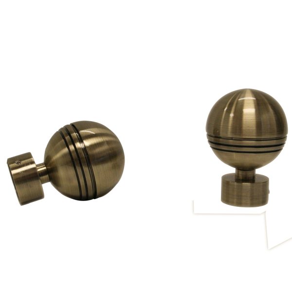 ANTIQUE BRASS RIDGED BALL FINIAL - for a 1   (28mm) diameter rod For Discount