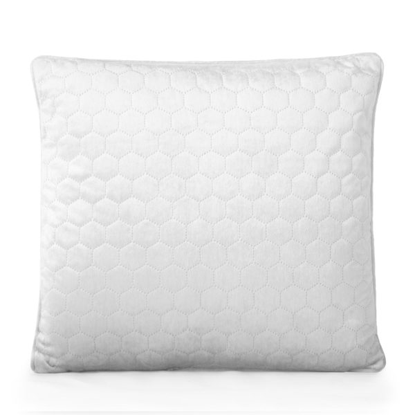 Decorative feather cushion - Luxe quilted - White - 20 x 20   For Sale