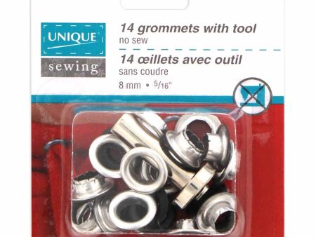 UNIQUE SEWING Grommets with Tool - 8mm (¼ ) - Black - 14 pcs. Fashion