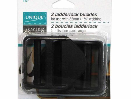 UNIQUE SEWING Ladderlock Buckle - Plastic - 32mm (1¼ ) - Black - 2 pcs Supply