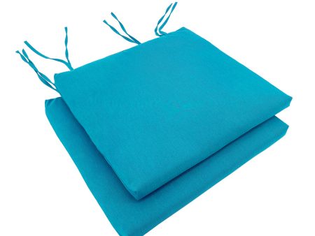 Indoor Outdoor chair pad cushion - Solid - Aqua - 19 x 18 x 1   For Cheap