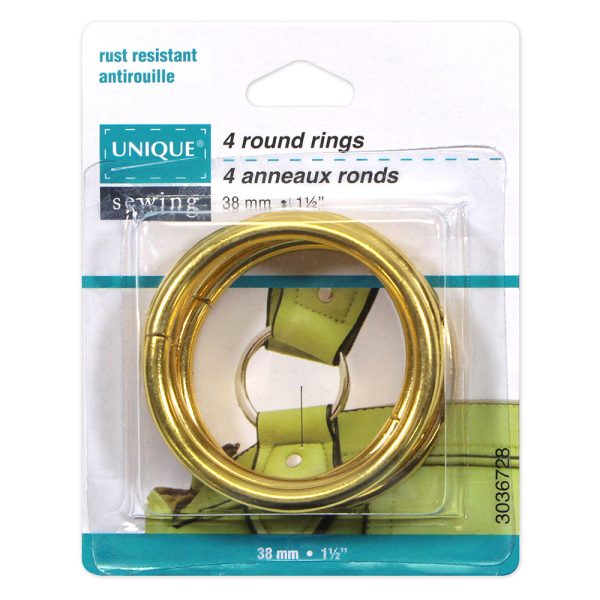 UNIQUE SEWING Round Rings - 38mm (1½ ) - Gold - 4 pcs. Cheap