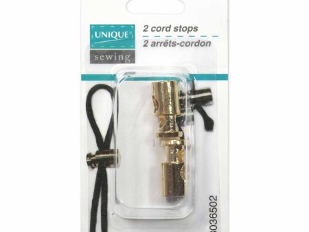 UNIQUE SEWING Metal Cord Stops - Gold - 2 pcs Online Hot Sale