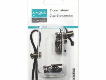 UNIQUE SEWING Metal Cord Stops - Gunmental - 2 pcs Cheap