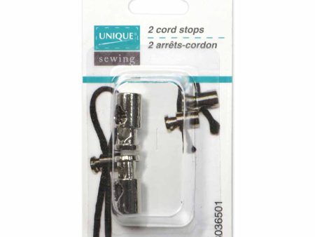 UNIQUE SEWING Metal Cord Stops - Silver - 2 pcs Supply