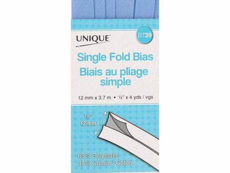 UNIQUE - Single Fold Bias Tape - 13mm x 3.7m - Silver 125 Hot on Sale