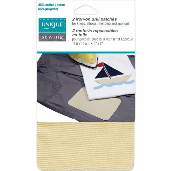 UNIQUE SEWING Drill Patch Beige - 10 x 15cm (4  x 6 ) - 2pcs Supply