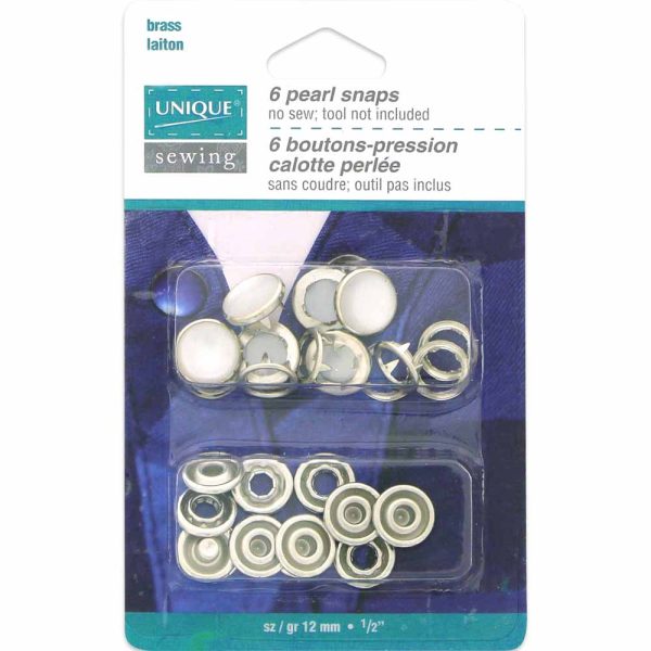 UNIQUE SEWING Pearl Snaps White - 11.5mm (½ ) - 6 sets Online now