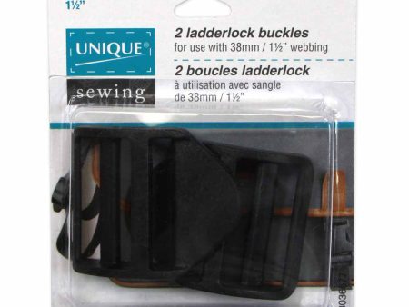 UNIQUE SEWING Ladderlock Buckle - Plastic - 38mm (1½ ) - Black - 2 pcs Fashion