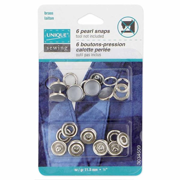 UNIQUE SEWING Pearl Snaps Smoke - 11.5mm (½ ) - 6 sets Hot on Sale