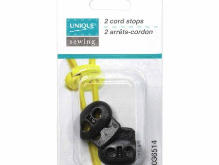 UNIQUE SEWING 2 Hole Cord Stops - Black - 2 pcs For Sale