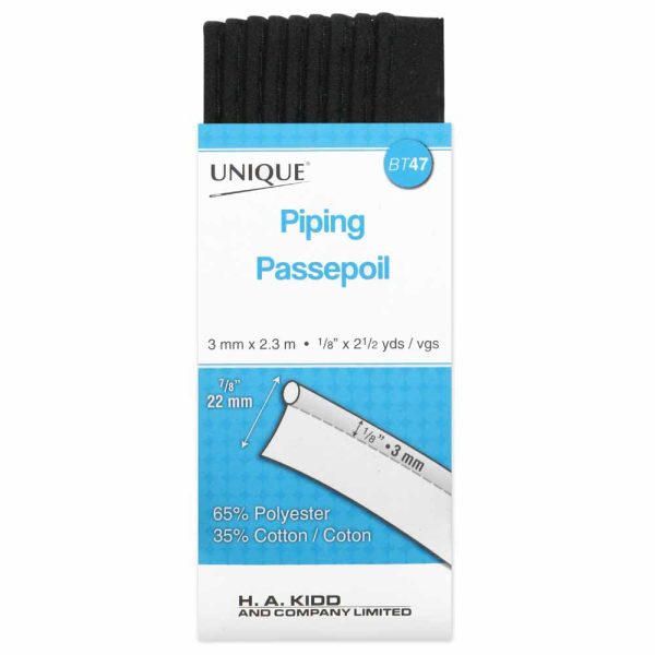 UNIQUE Cord Piping 2.3mBlack 001 For Discount