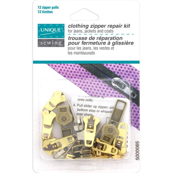 UNIQUE SEWING Clothing Zipper Repair Kit - 12 zipper pulls Cheap