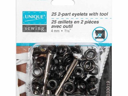 UNIQUE SEWING 2-Part Eyelets with Tool - 4mm (3 16 ) - Gunmetal - 25pcs For Discount