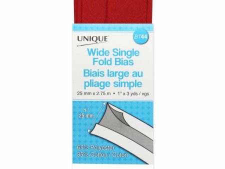 UNIQUE Wide Single Fold Bias Tape 25mm x 2.75m - Scarlet Cheap