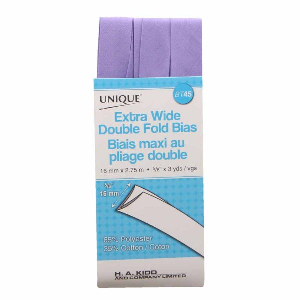 UNIQUE - Extra Wide Double Fold Bias Tape - 15mm x 2.75m - Lavender Hot on Sale