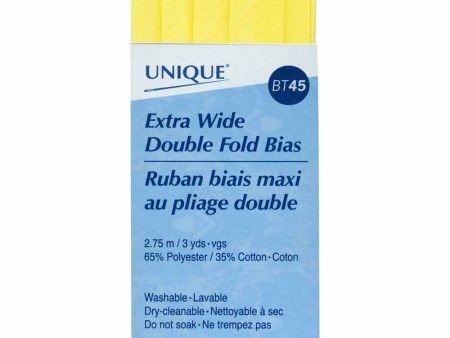 UNIQUE - Extra Wide Double Fold Bias Tape - 15mm x 2.75m - Lemon Ice For Sale