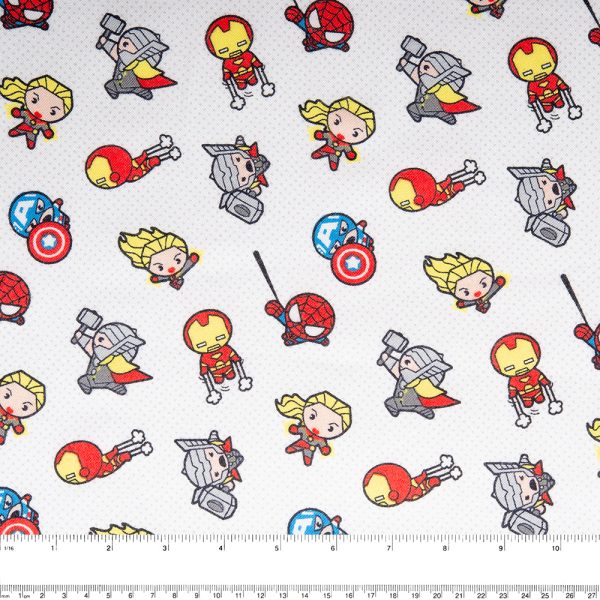 CAMELOT Licensed Bamboo flannelette - Kawaii Avengers - White on Sale