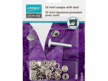 UNIQUE SEWING Mini Snaps With Tool Silver - 8mm (¼ ) - 10 sets For Sale