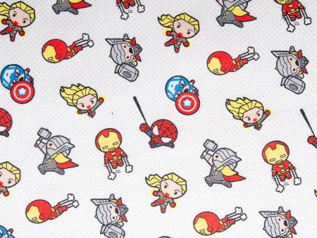 CAMELOT Licensed Bamboo flannelette - Kawaii Avengers - White on Sale