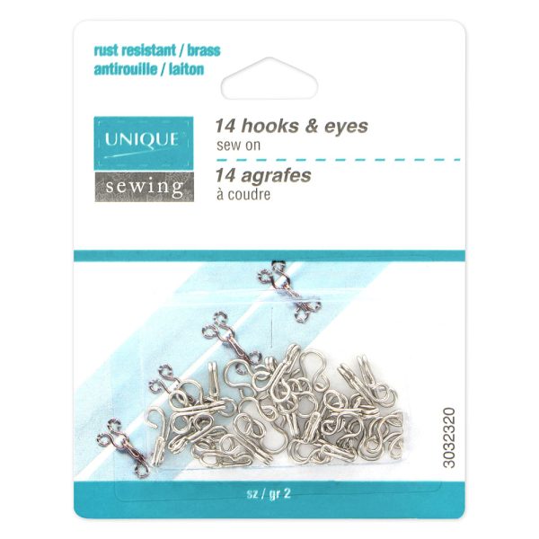 UNIQUE SEWING Hooks & Eyes Silver - size 2 - 14 sets Online Hot Sale