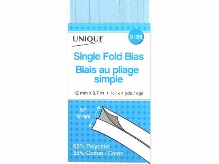 UNIQUE - Single Fold Bias Tape - 13mm x 3.7m - Light Blue Hot on Sale