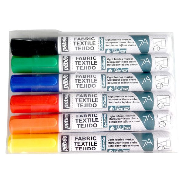 7A LIGHT FABRICS MARKER 1 MM SET OF 6 ASSORTED MARKERS Online Hot Sale