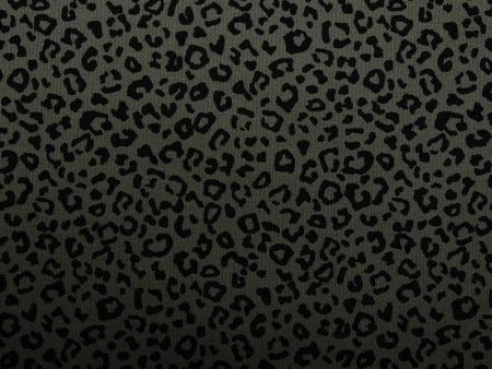 NOVELTY Cotton print - Leopard - Olive Cheap