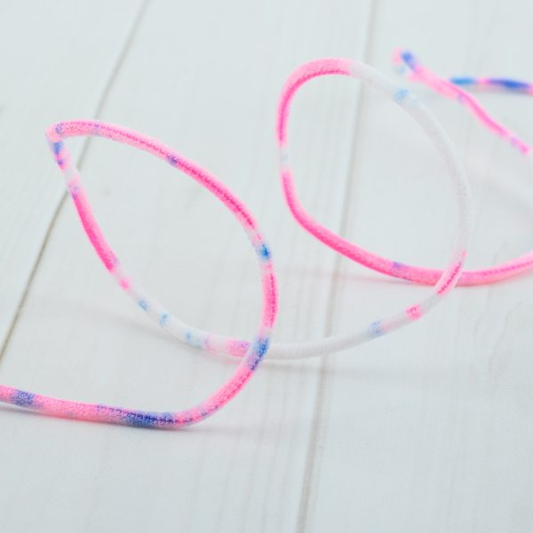 3mm Knitted Tie Dye Elastic - Pink   Blue For Sale