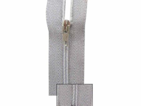 VIZZY Metallic One-Way Separating Zipper 35cm (14″) - Metallic Silver - 1701 Discount