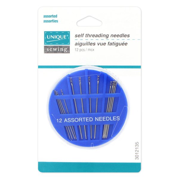 UNIQUE SEWING Self Threading Needles - sizes 4 8 - 12pcs on Sale