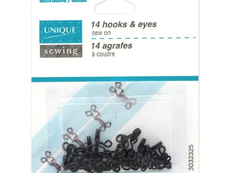 UNIQUE SEWING Hooks & Eyes Black - size 2 - 14 sets For Cheap