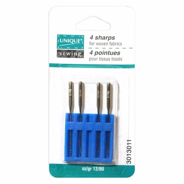 UNIQUE SEWING Sharps Needles - size 80 12 - 4 count Supply