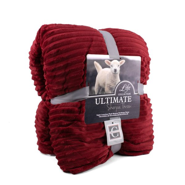 Decorative Minky throw with Sherpa Backing - Red - 79 x 91   Supply