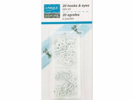 UNIQUE SEWING Hooks & Eyes Assortment - White - 20 sets Supply