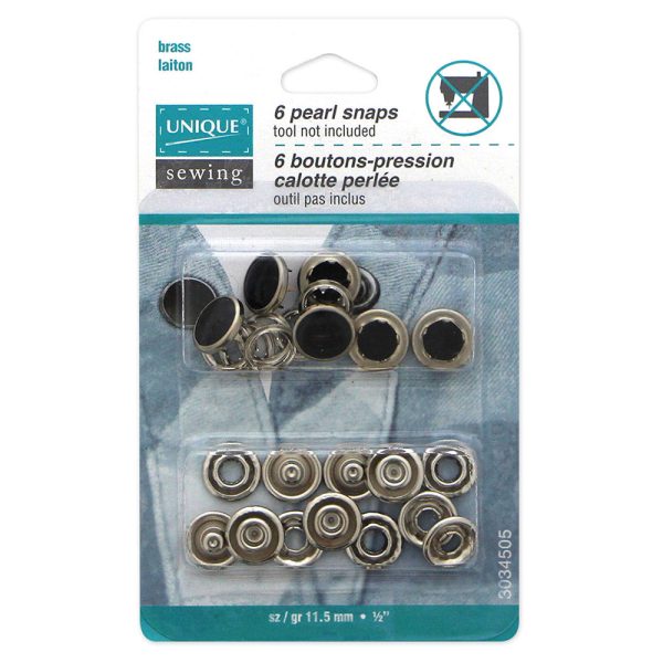 UNIQUE SEWING Pearl Snaps Black -11.5mm (½ ) - 6 sets Online now