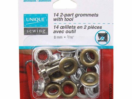 UNIQUE SEWING 2-Part Grommets with Tool - 8mm (5 16 ) - Antique Gold - 14pcs Online Hot Sale