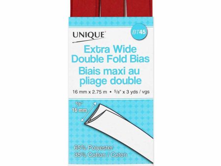 UNIQUE - Extra Wide Double Fold Bias Tape - 15mm x 2.75m - Scarlet For Sale