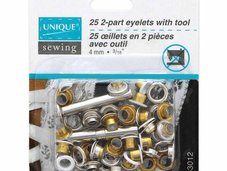 UNIQUE SEWING 2-Part Eyelets with Tool White 4mm (⅛ ) - 25 pcs Online