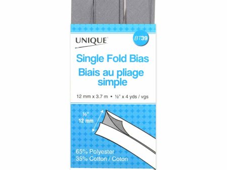 UNIQUE - Single Fold Bias Tape - 13mm x 3.7m - Silver Online now