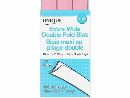 UNIQUE - Extra Wide Double Fold Bias Tape - 15mm x 2.75m - Light Pink For Cheap