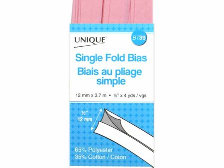 UNIQUE - Single Fold Bias Tape - 13mm x 3.7m - Light Pink For Discount