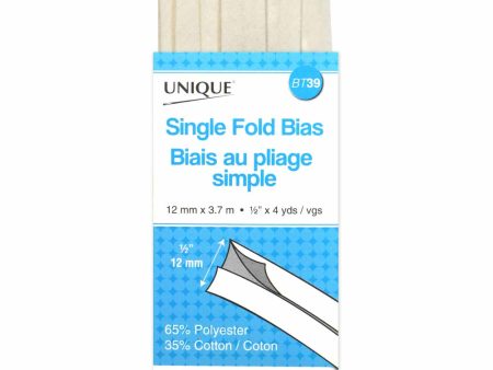 UNIQUE - Single Fold Bias Tape - 13mm x 3.7m - Ivory For Cheap