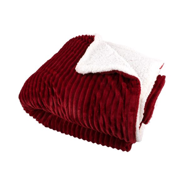 Decorative Minky throw with Sherpa Backing - Red - 79 x 91   Supply