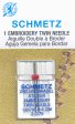 SCHMETZ embroidery twin needles - 75 11 - 2.0mm carded 1 piece For Discount